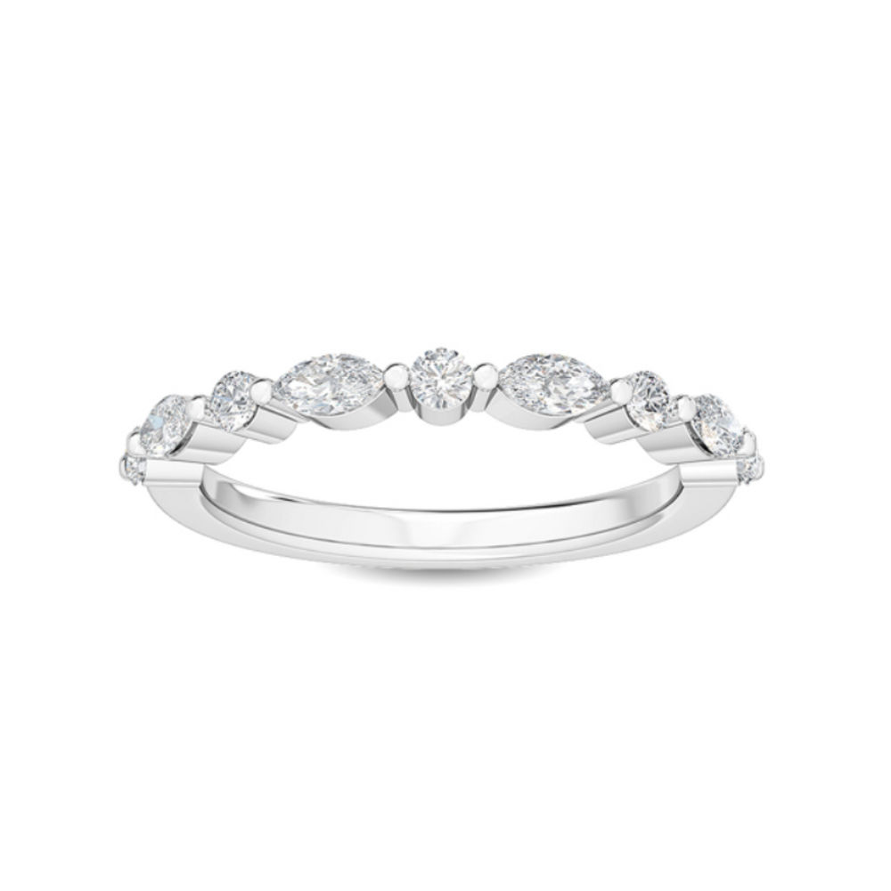 Marquise & Round Brilliant Wedding Band