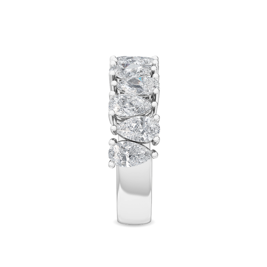 Stackable pear-cut lab-grown diamond wedding band with a polished metal shank

