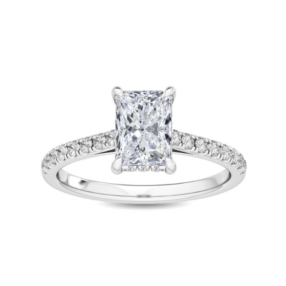 Radiant cut Hidden Halo Engagement Ring