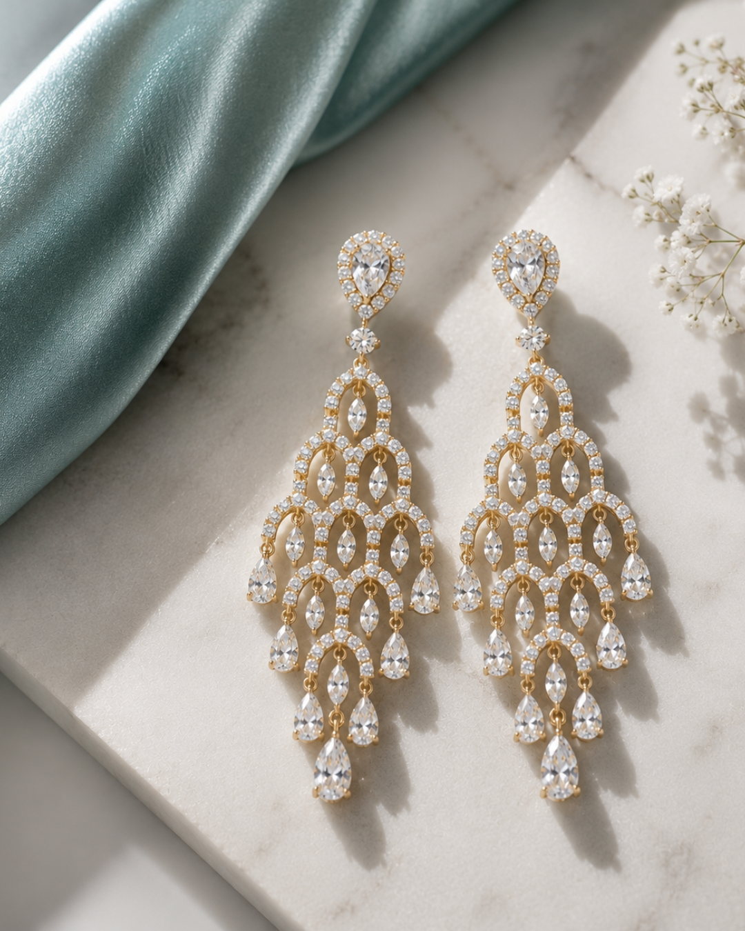 Lumière Pear Diamond Chandelier Earrings