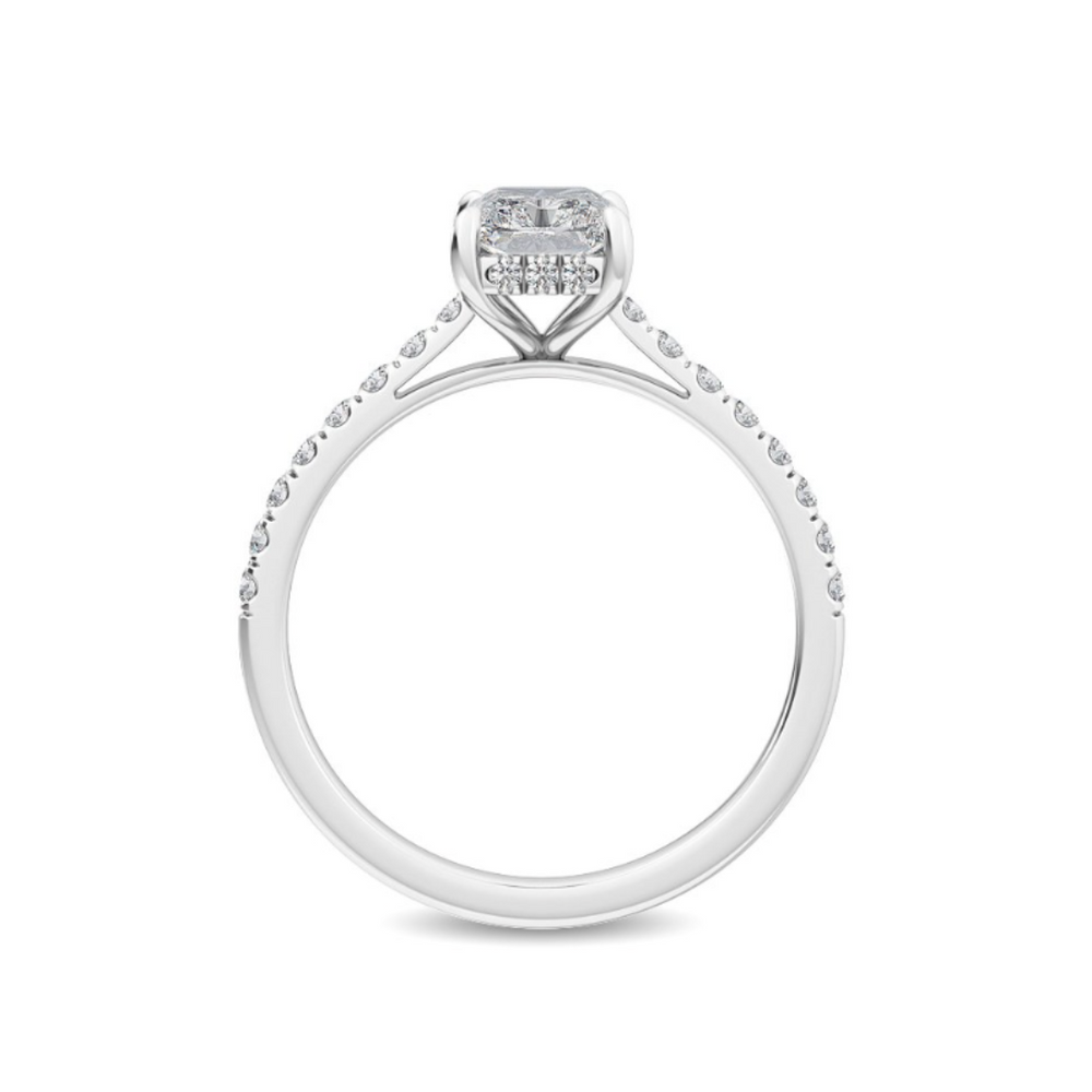 Radiant cut Hidden Halo Engagement Ring