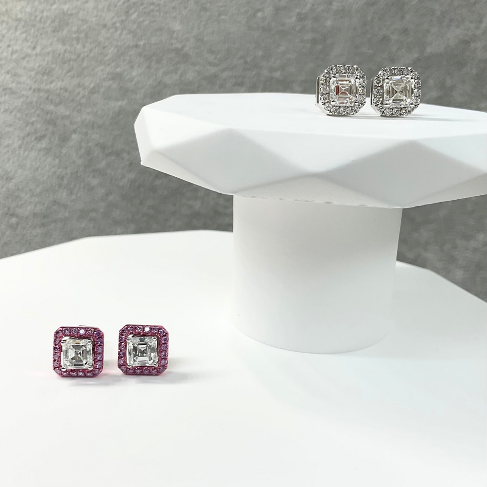 Asscher cut studs