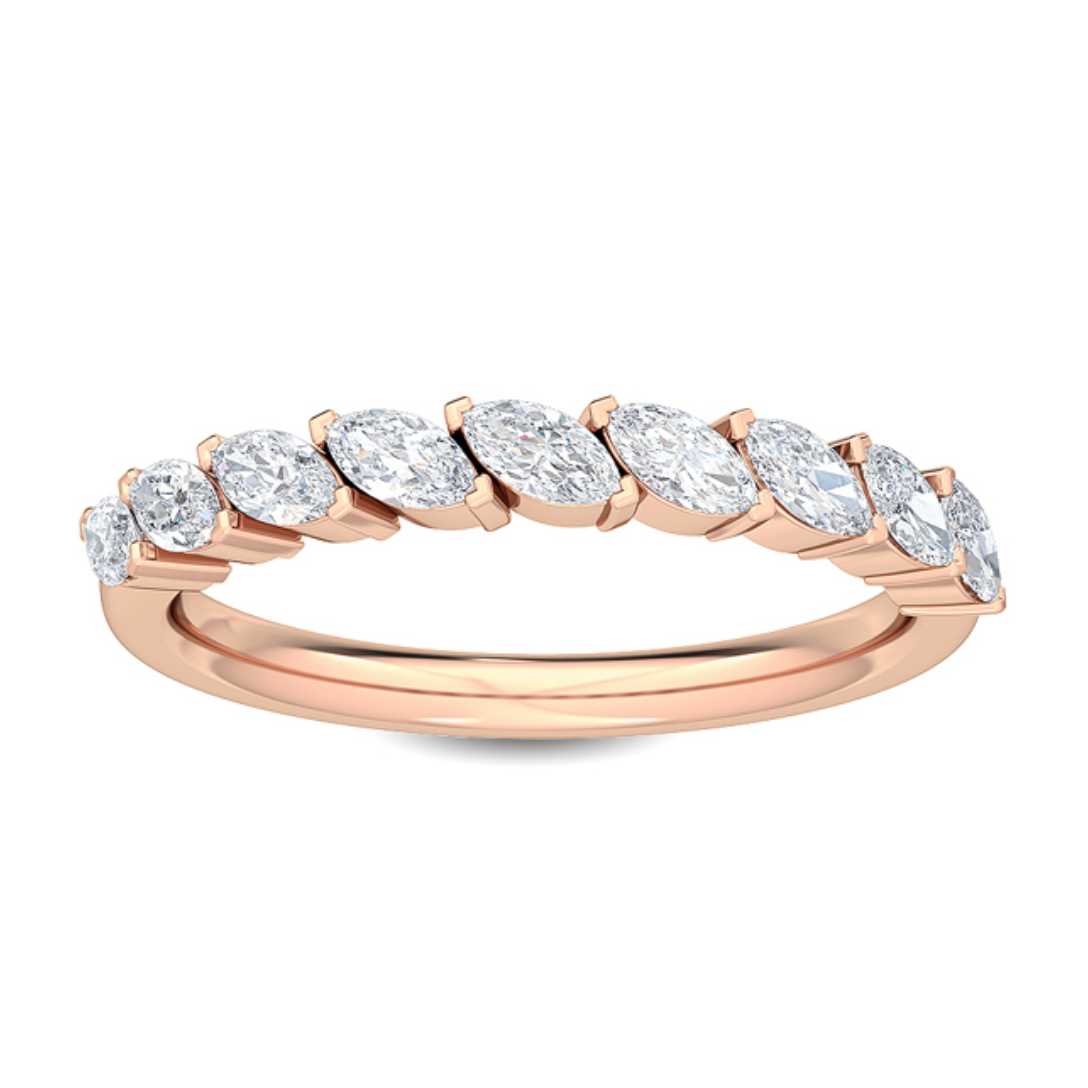 Asymmetrical Marquise Lab-Grown Diamond Wedding Band 18k rose gold