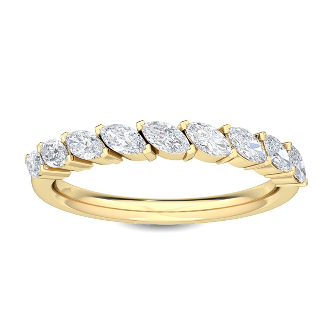 Asymmetrical Marquise Lab-Grown Diamond Wedding Band 18k yellow gold