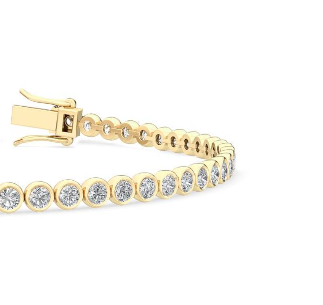 Bezel round tennis bracelet yellow gold lab grown diamonds hong kong