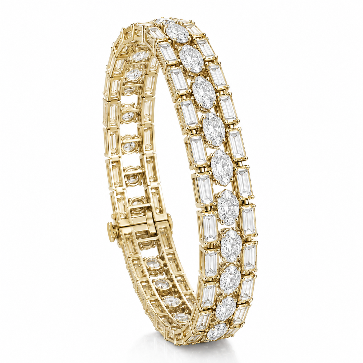 Oval & Baguette Lab Grown Diamond Tennis Bracelet