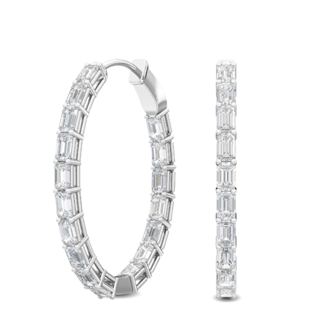 Elyana Hoops White Gold Emerald cut 