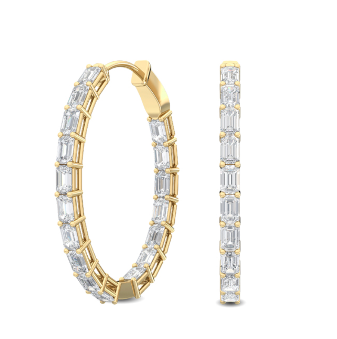 Elyana Hoops Yellow Gold Emerald cut 