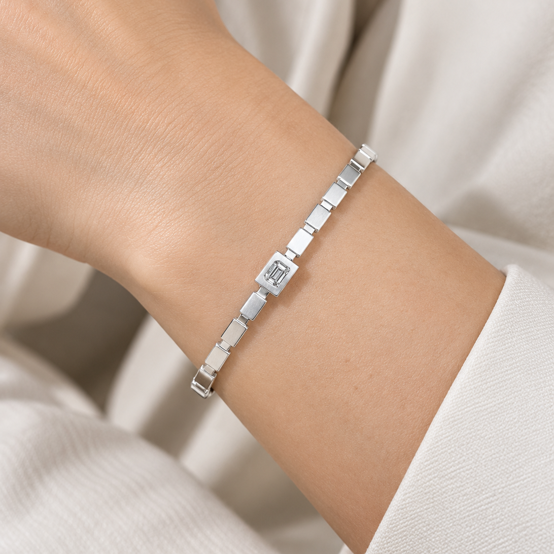 emerald lab grown diamond accent bracelet men