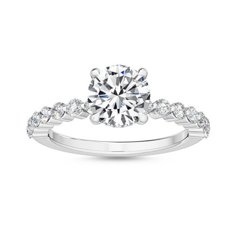 Flame Hidden Halo Engagement Ring