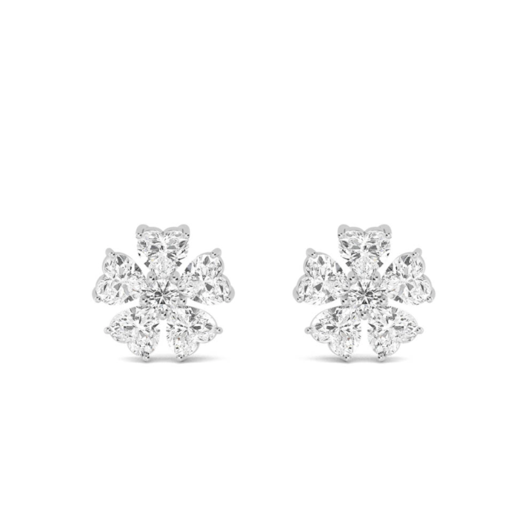 Heart Brilliant Florals Diamond Earrings