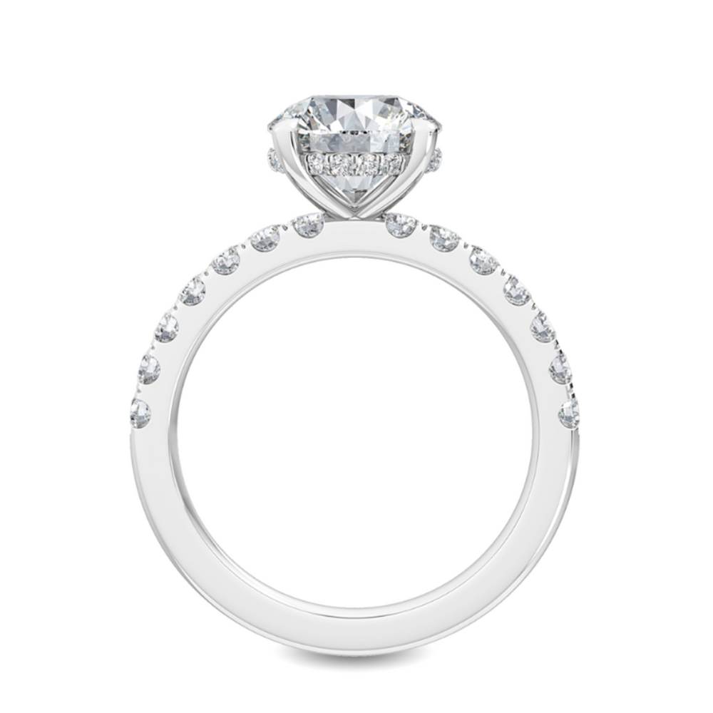 Hidden halo engagement ring set in 18K White Gold