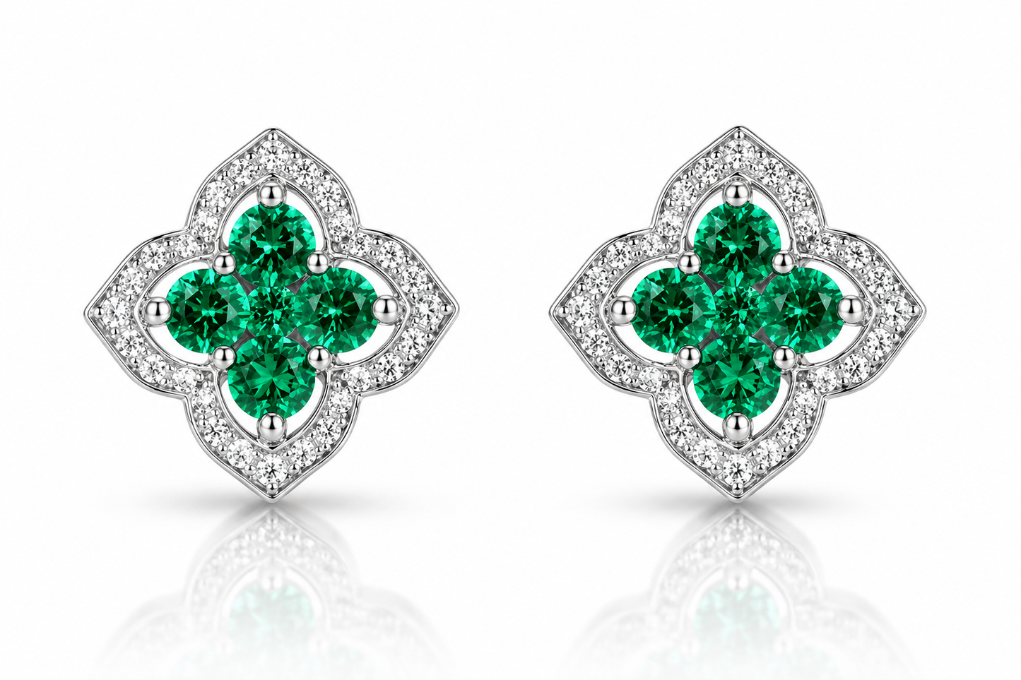 Emerald and Diamond Lab Grown Earring Hong Kong