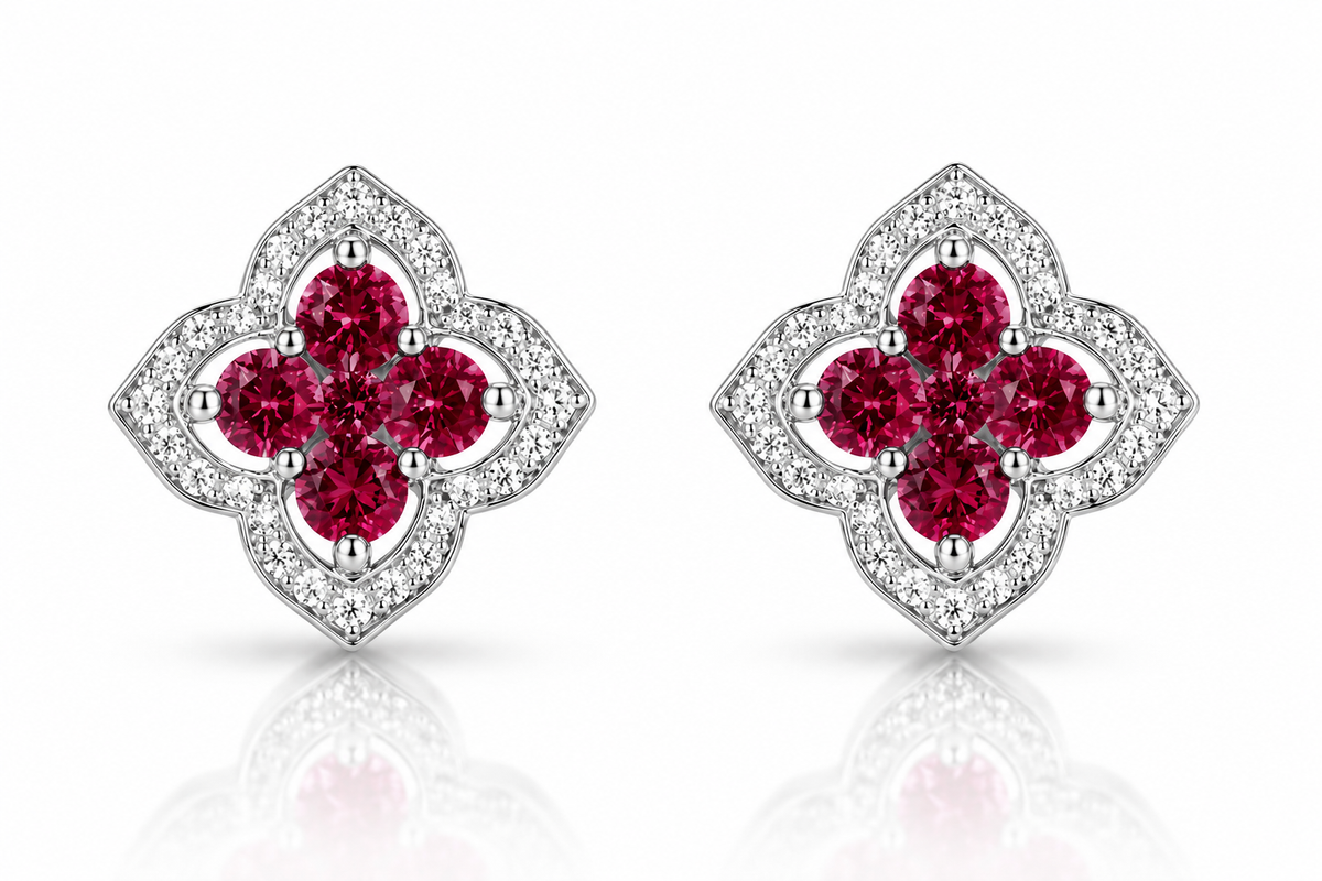 Lab Grown Ruby and Diamond Earring Hong Kong