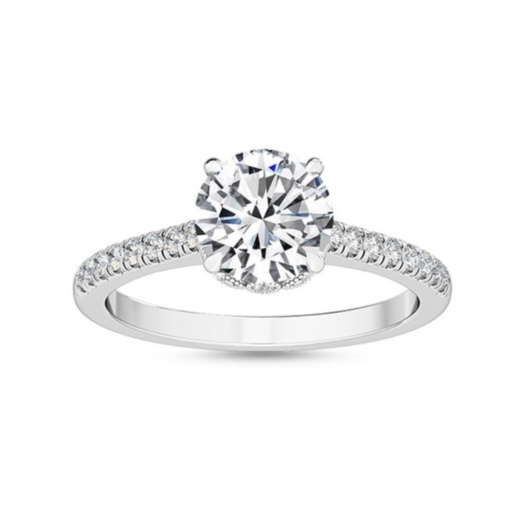 Lunar Round Brilliant Lab Grown Diamond Engagement Ring 18k White Gold