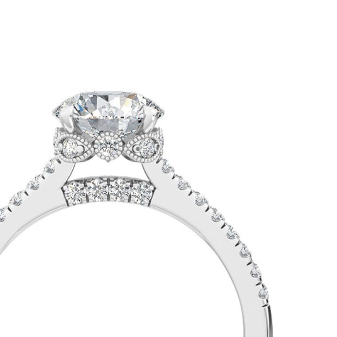 zoom up Lunar Round Brilliant Lab Grown Diamond Engagement Ring 18k White Gold