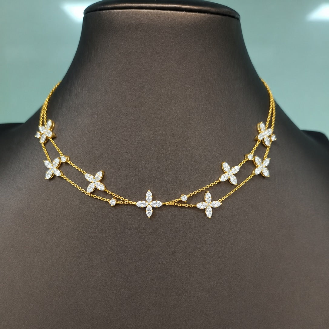 Marquise cut lab grown diamond necklace