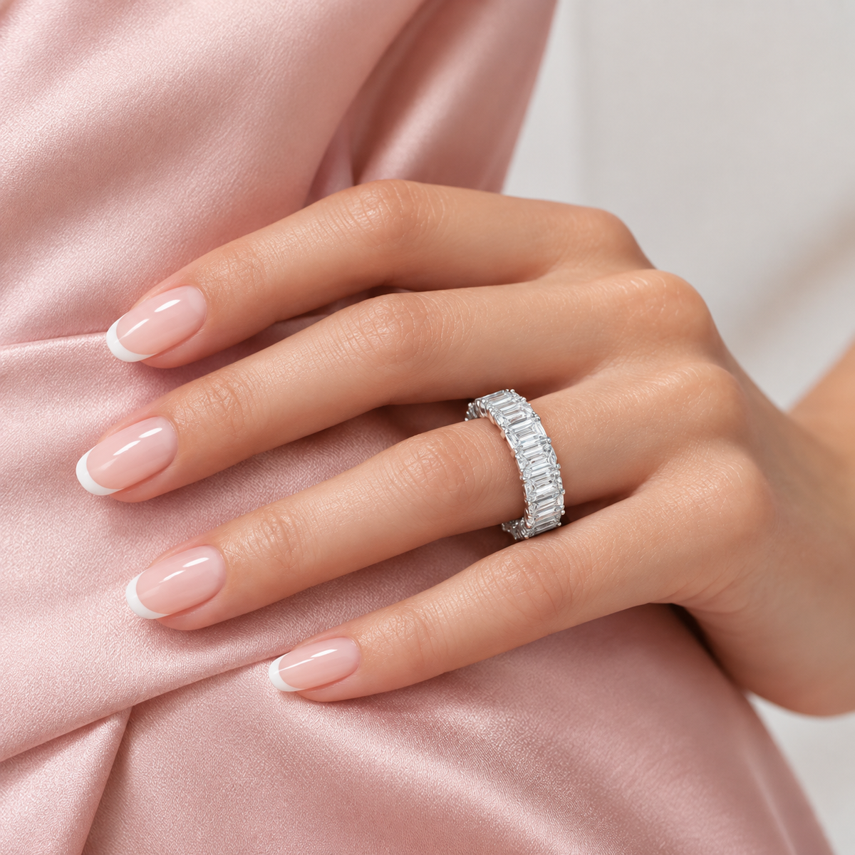 Emerald cut Lab Grown Diamond Wedding Band