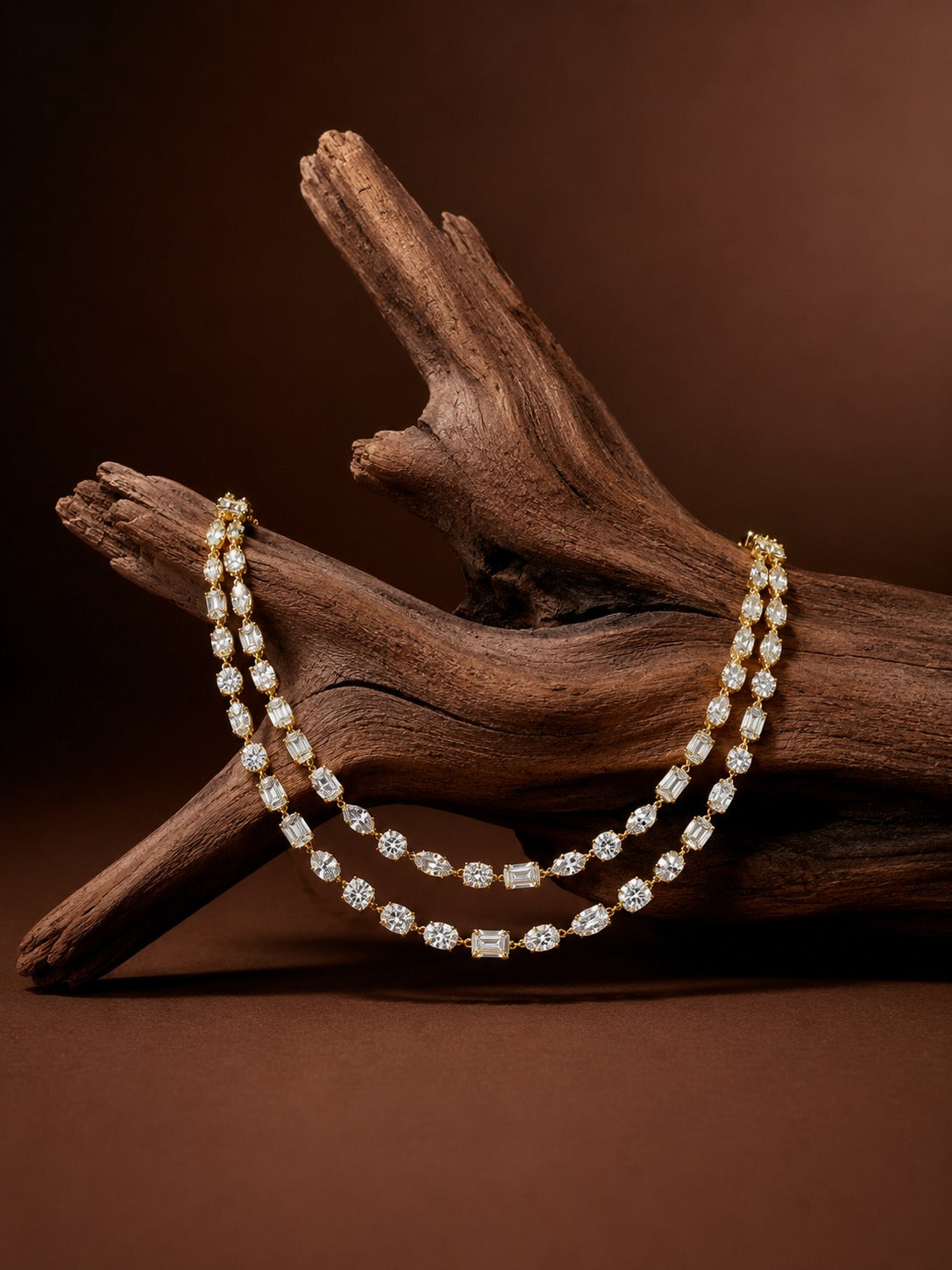 Multi-shape fancy cut lab grown diamond necklace