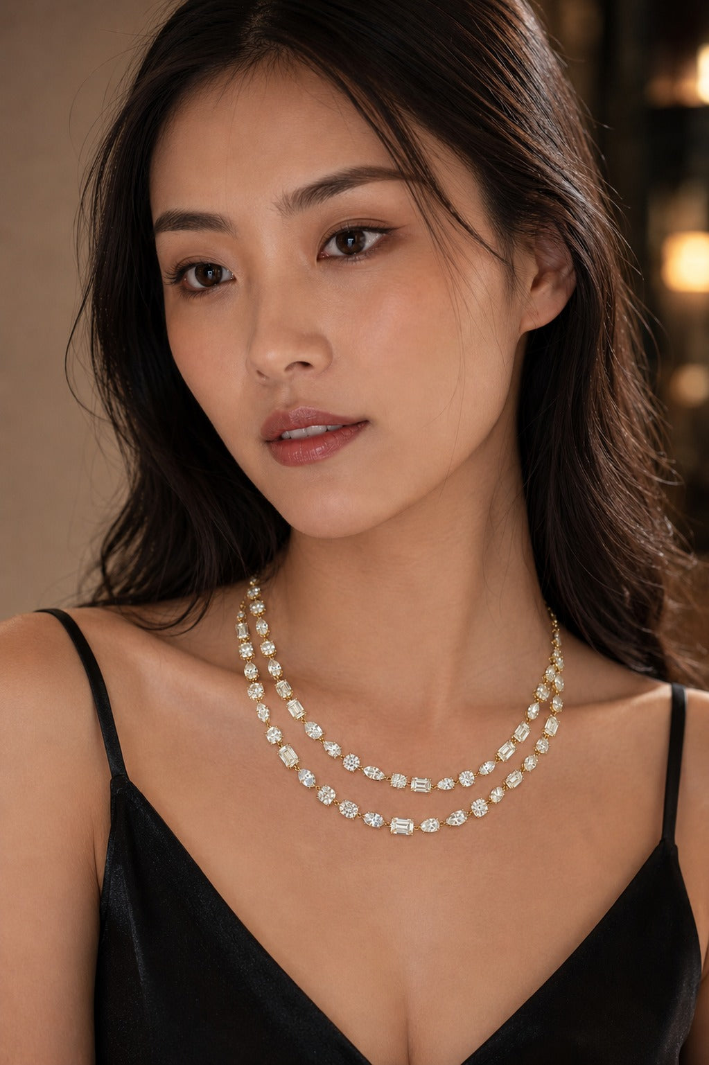 lab grown diamond fancy shape necklace