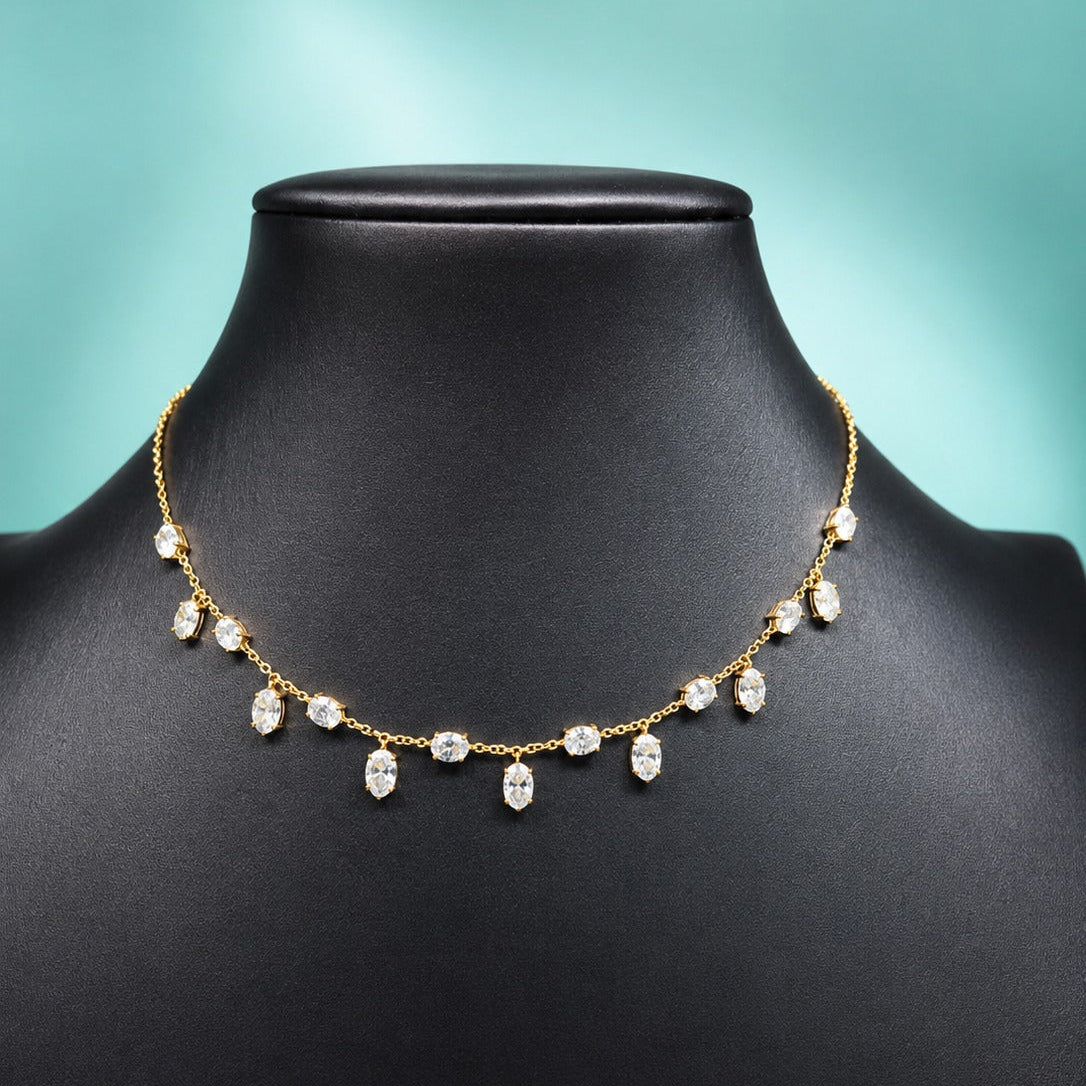 Oval brilliant lab grown diamond necklace  18k Yellow Gold