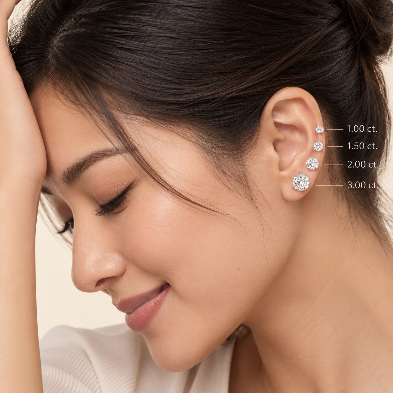Round Brilliant Solitaire Earring Size guide