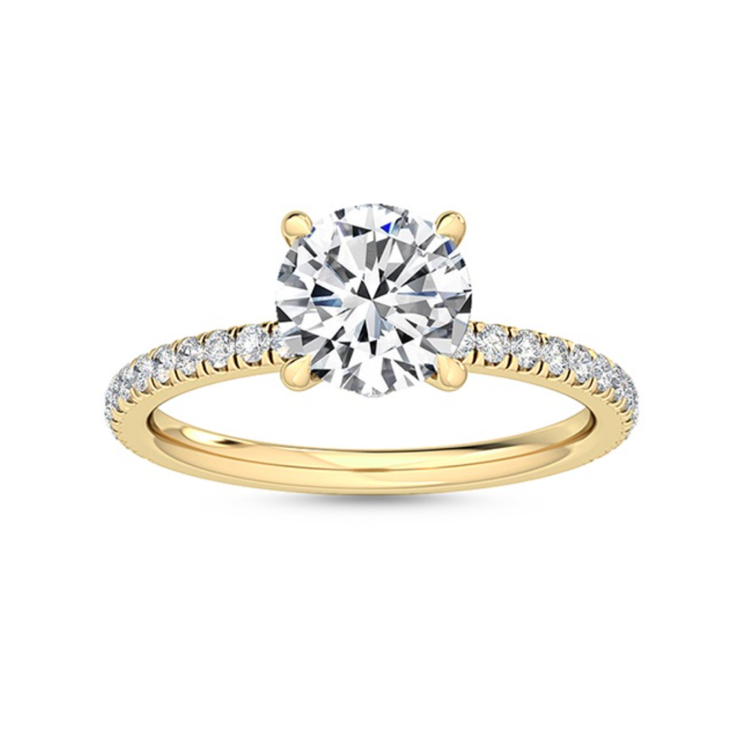 Yellow Gold Round Brilliant Pavé Signature Lab-Grown Diamond Engagement Ring