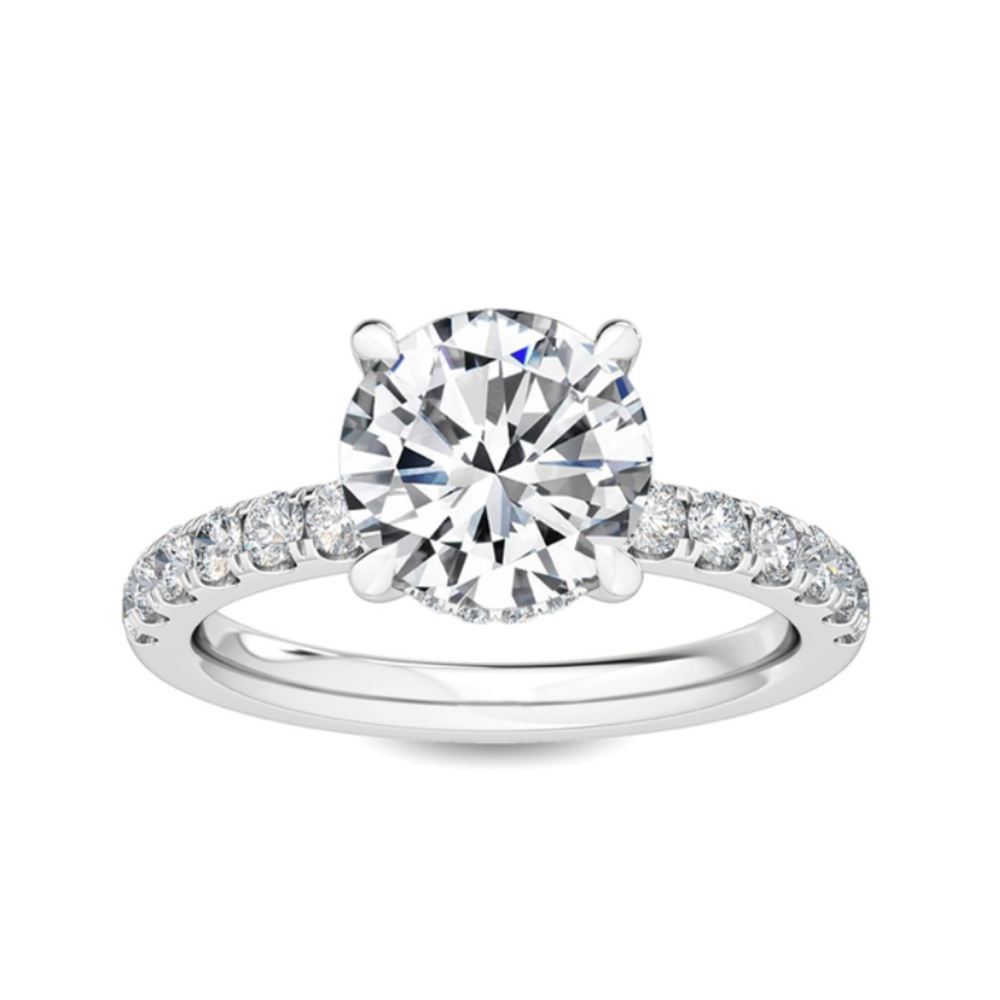 round brilliant hidden halo engagement ring