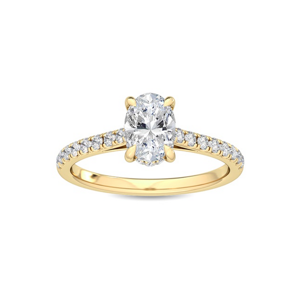 
                      
                        Oval cut Hidden Halo Engagement Ring
                      
                    