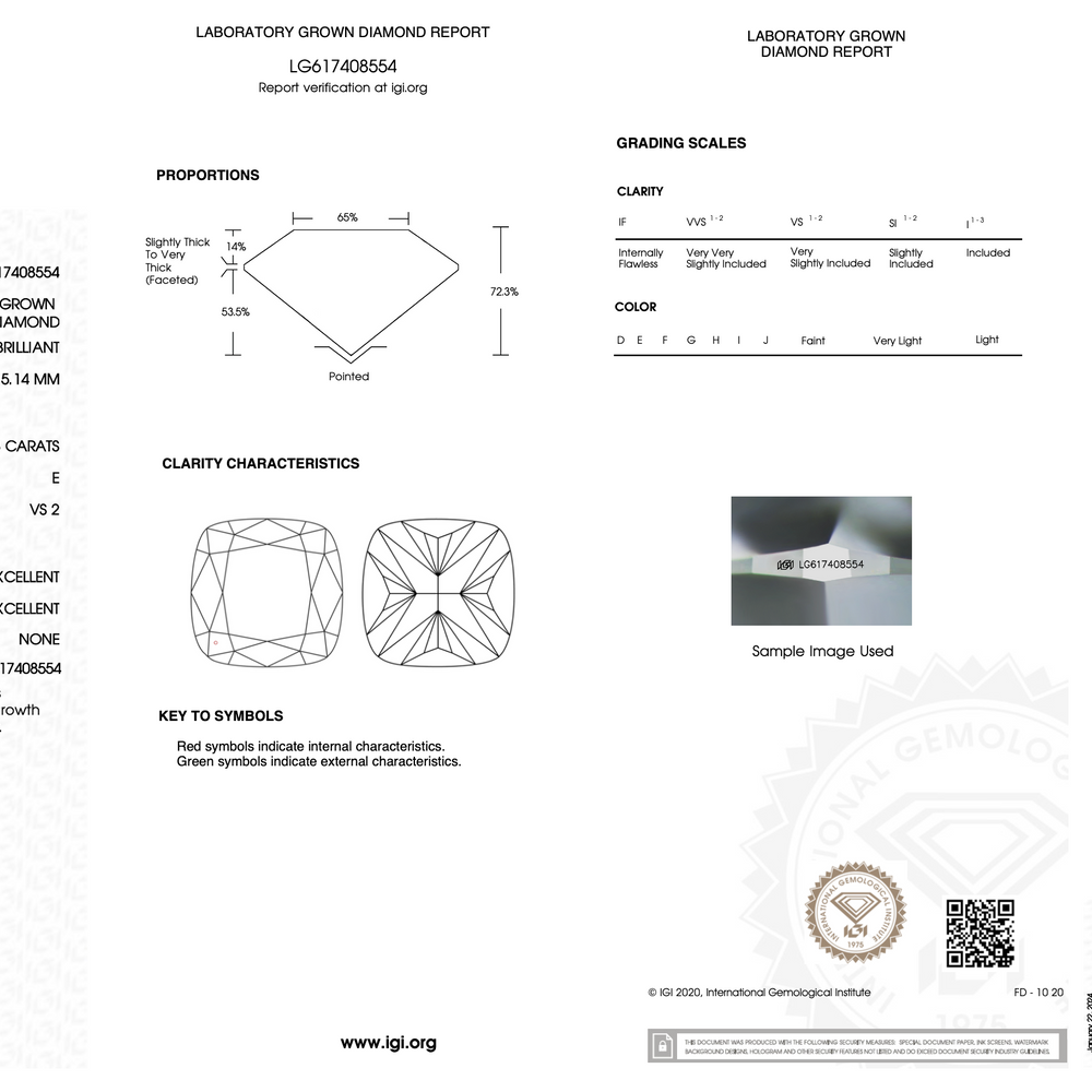 IGI Square Cushion Brilliant 2.03 carat E VS2