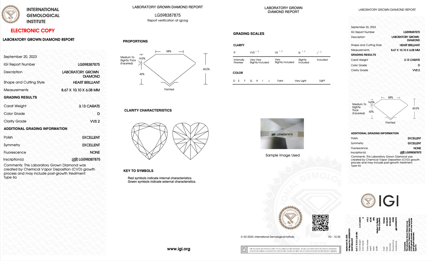 IGI Heart Brilliant 3.13 carat D VVS2