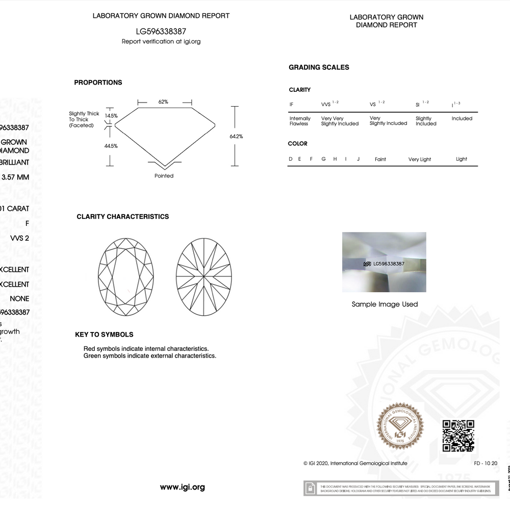 IGI Oval Brilliant 1.01 carat F VVS2