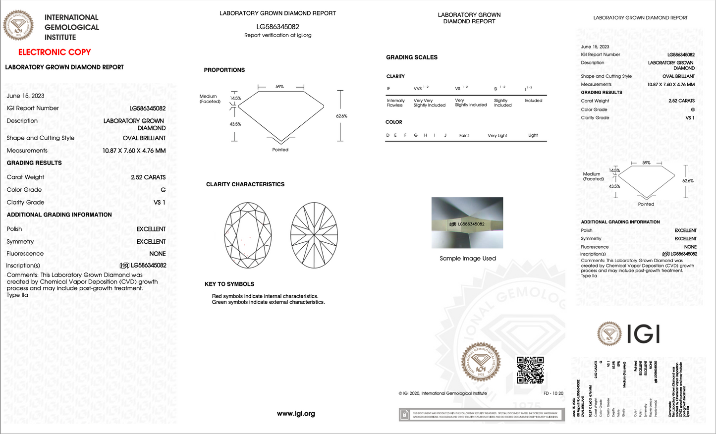 IGI Oval Brilliant 2.52 carat G VS1