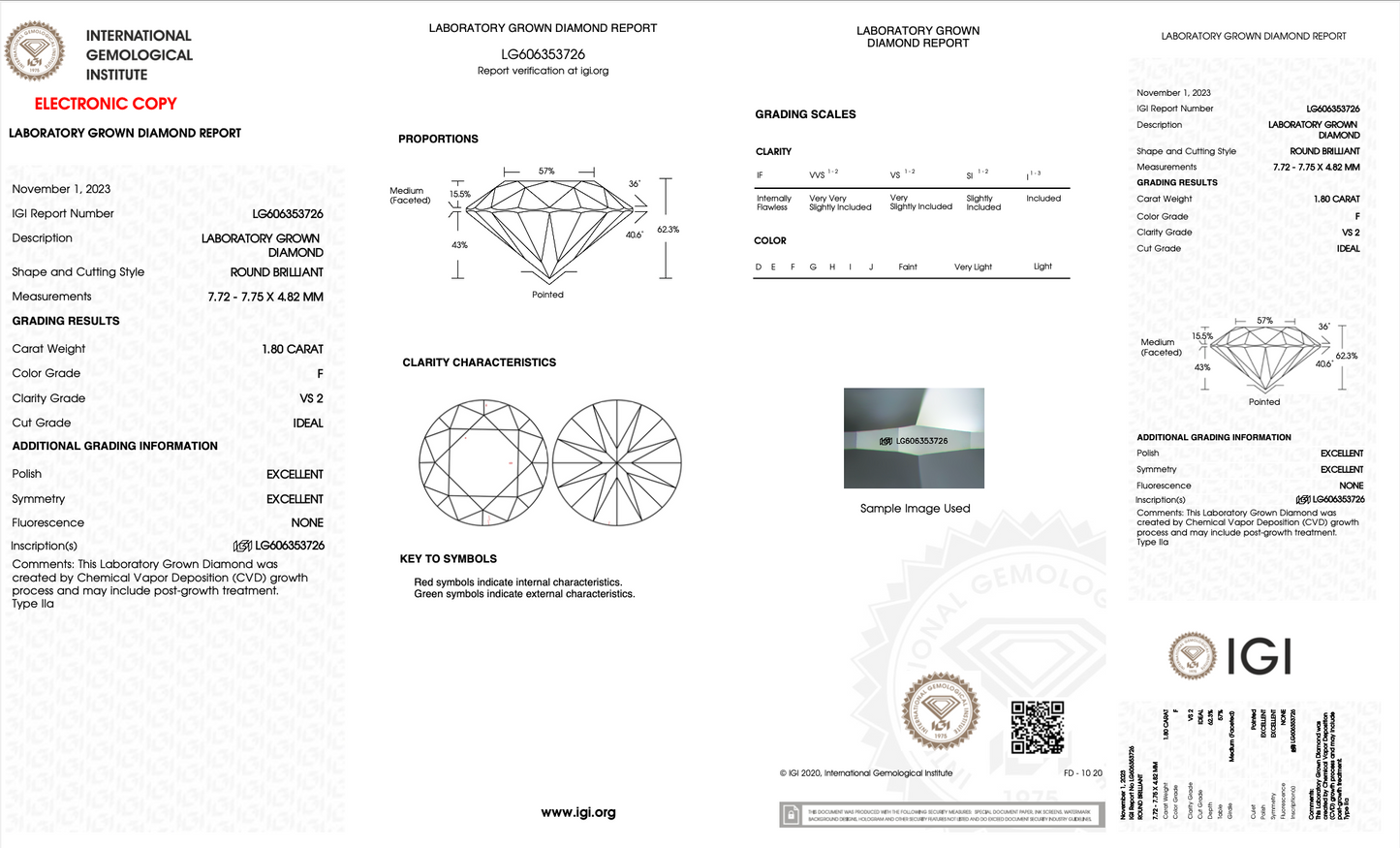 IGI Round Brilliant 1.80 carat F VS2