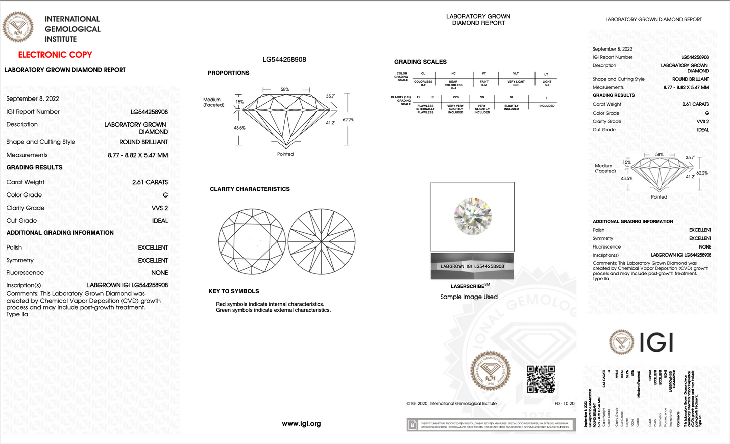 IGI Round Brilliant 2.61 carat G VVS2