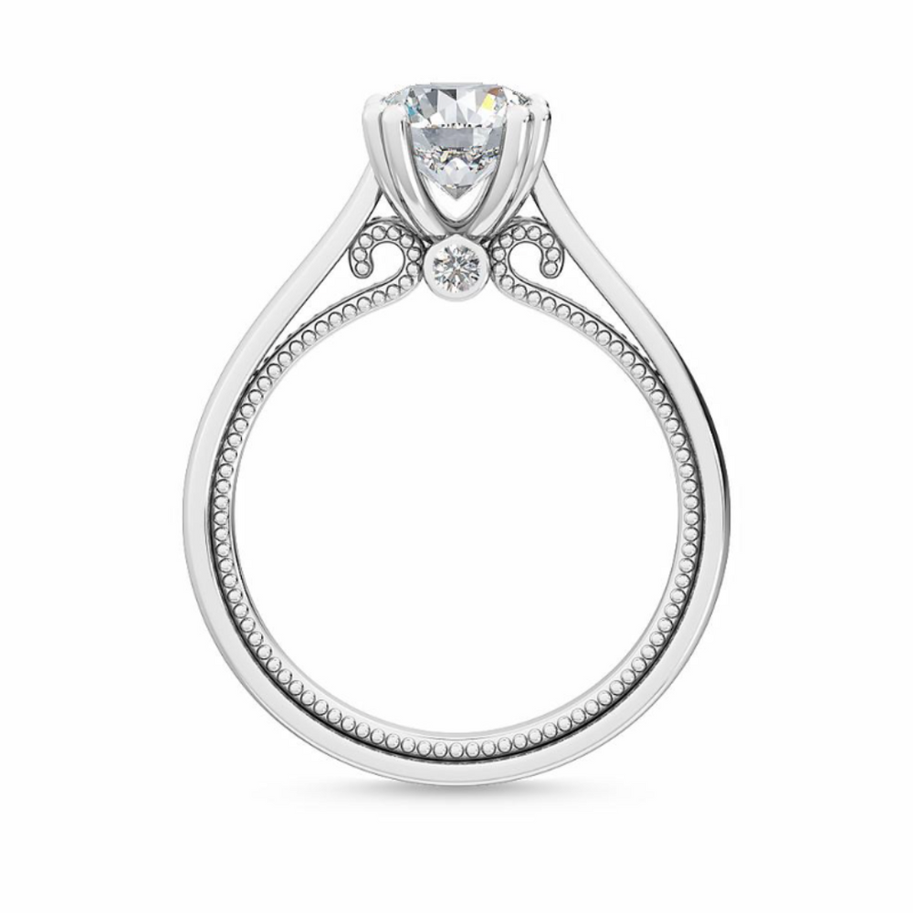 Round brilliant lab grown diamond engagement ring set in 18K White Gold