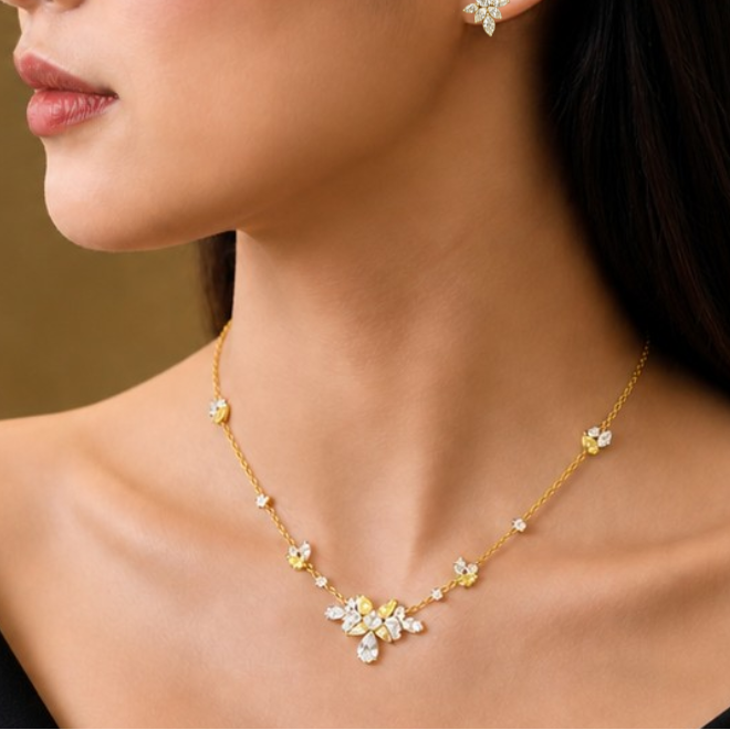 lab grown diamond fancy cut and yellow diamond necklace hong kong