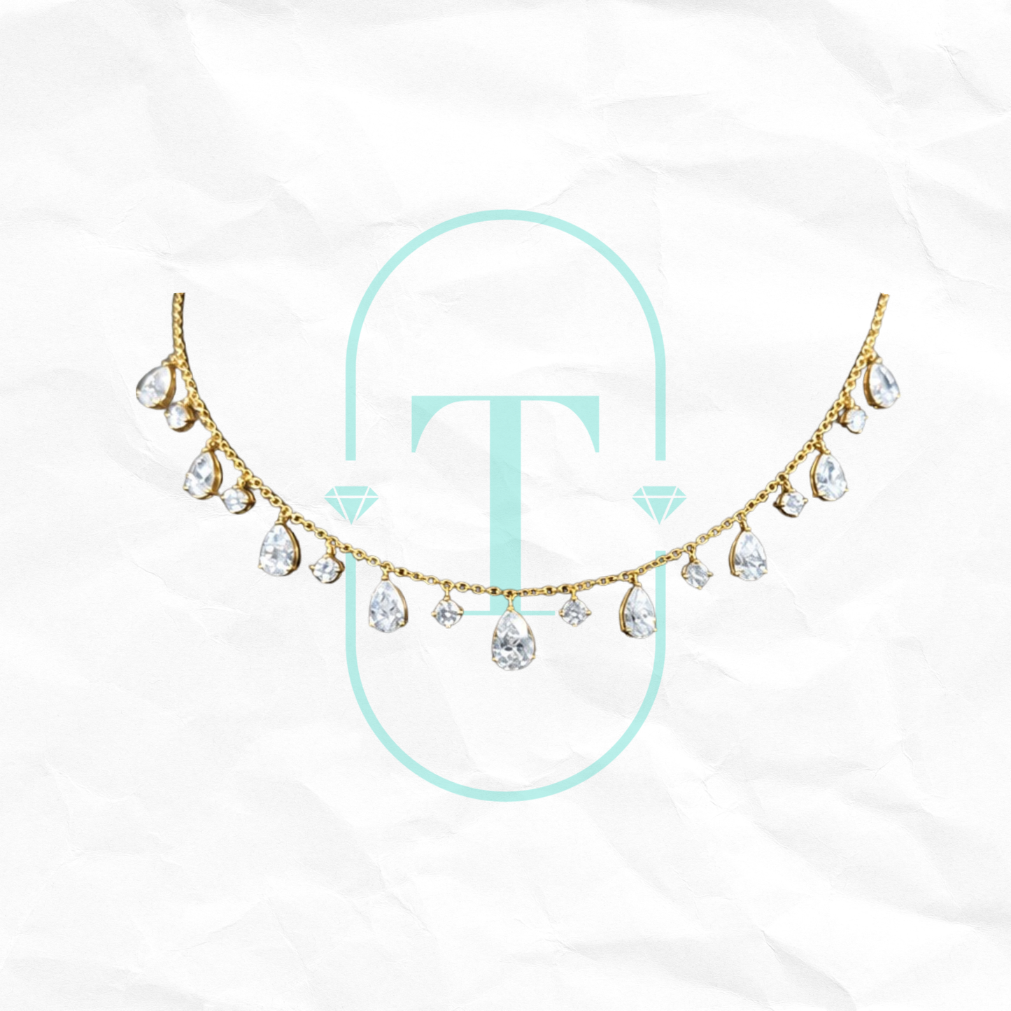 pear cut lab grown diamond necklace set in 18k yellow gold