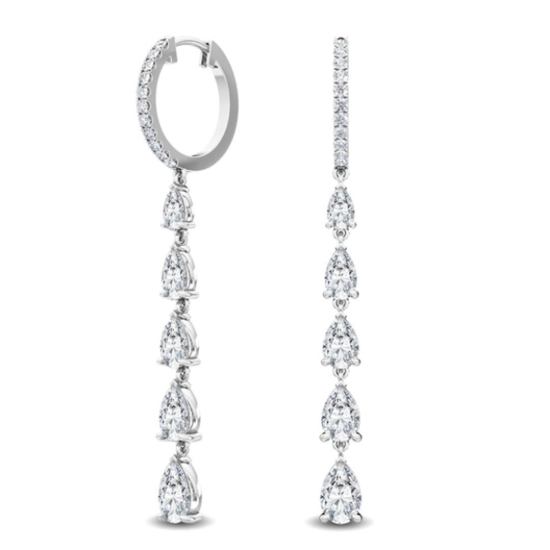 pear cut droplet earrings 18k white gold