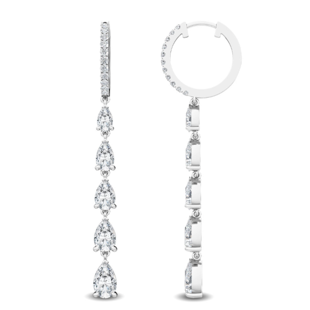 pear cut droplet earrings white gold 