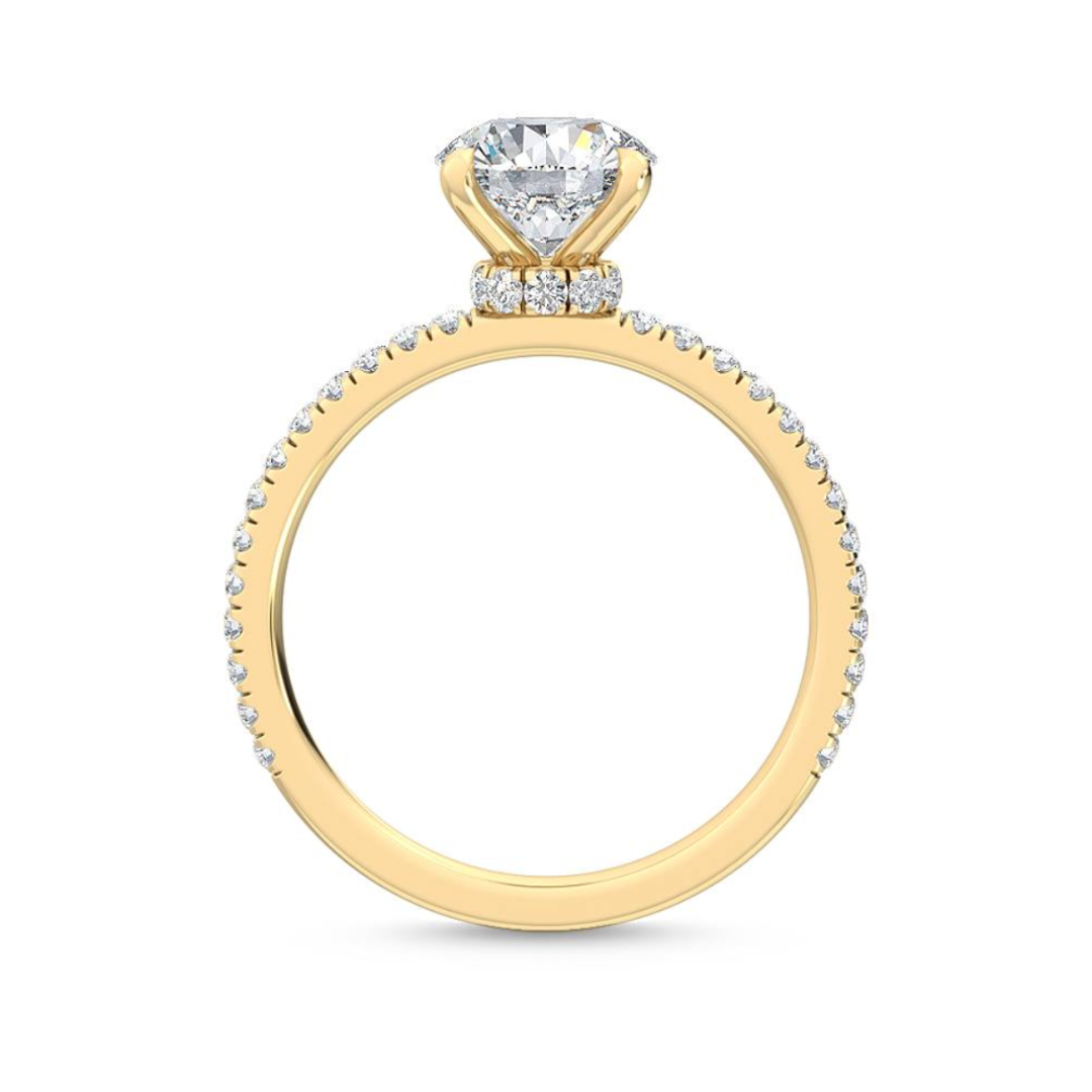 side angle yellow gold Round Brilliant Pavé Signature Lab-Grown Diamond Engagement Ring
