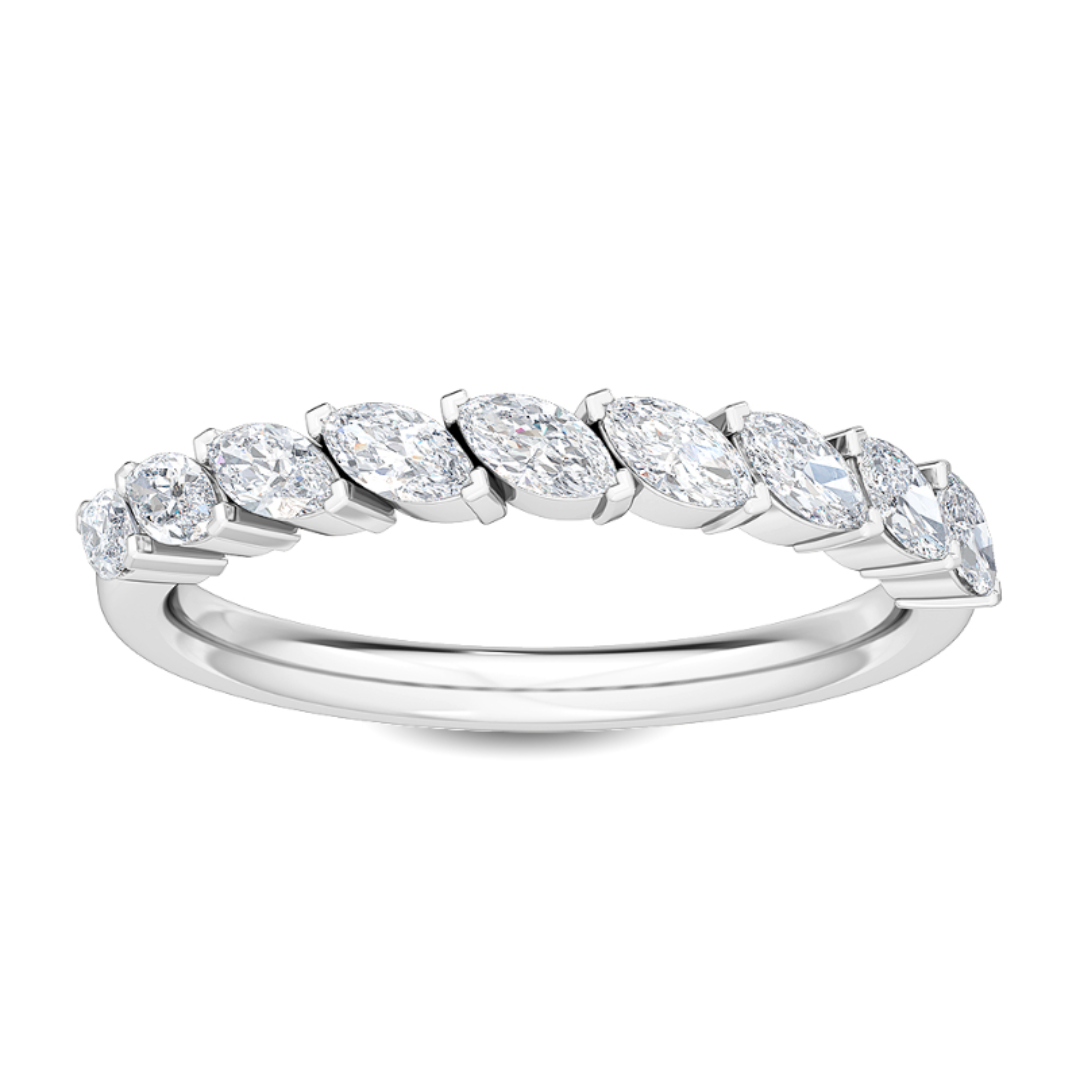 Asymmetrical Marquise Lab-Grown Diamond Wedding Band 18k white gold