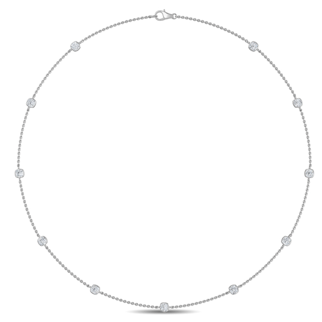 Bezel 18k white gold lab grown diamond necklace