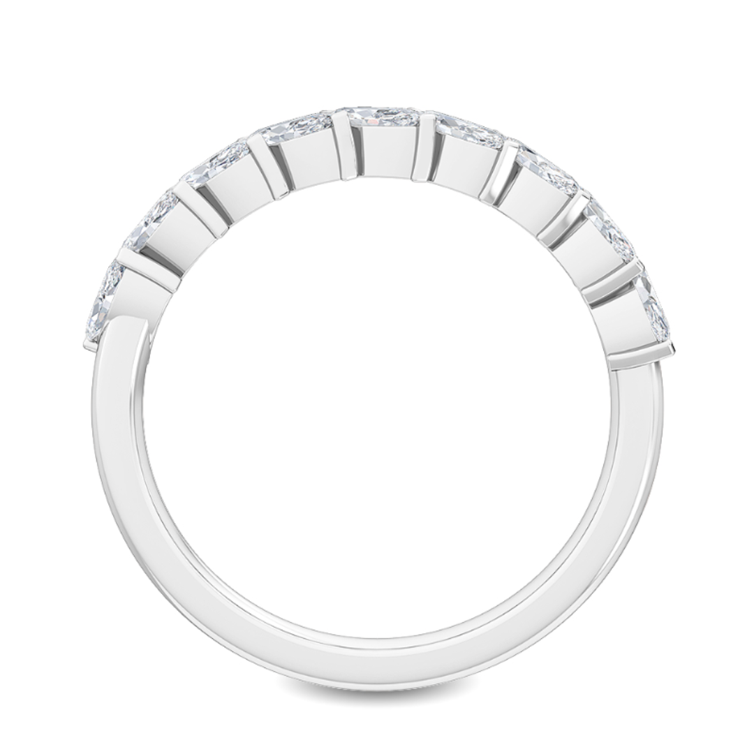 Asymmetrical Marquise Lab-Grown Diamond Wedding Band 18k white gold setting

