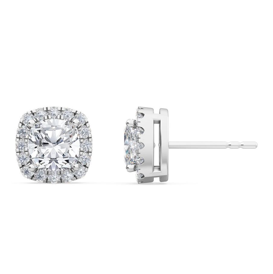 Cushion Halo Diamond Earrings