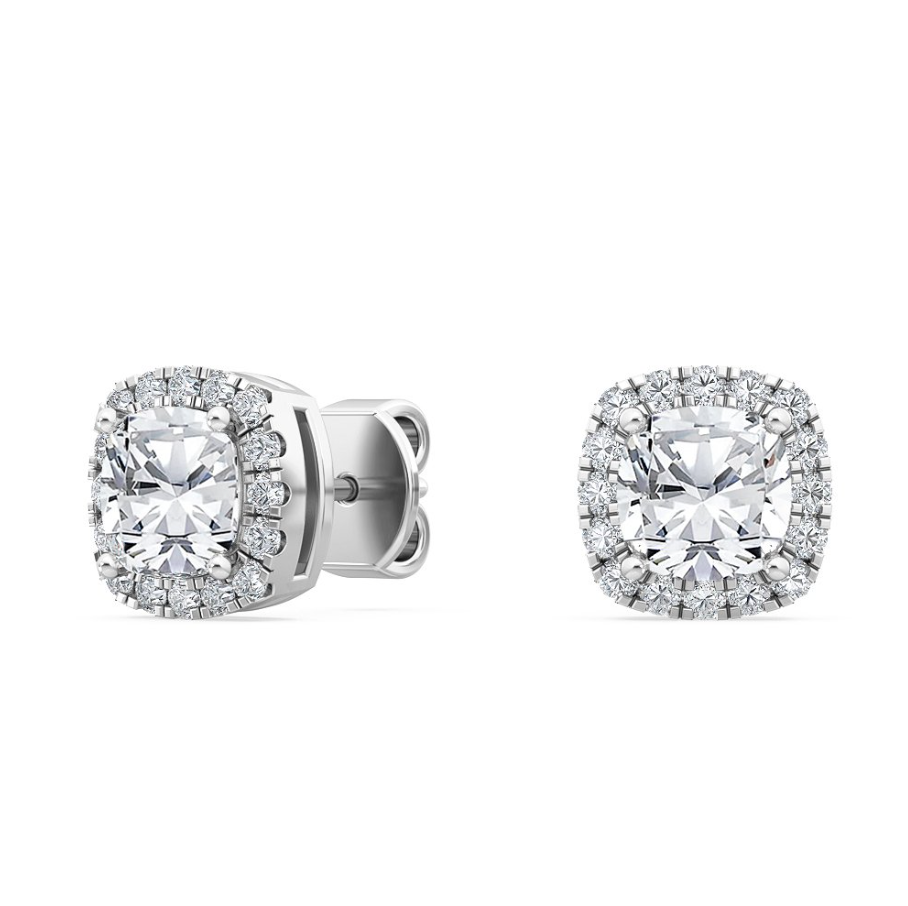 Cushion Halo Diamond Earrings